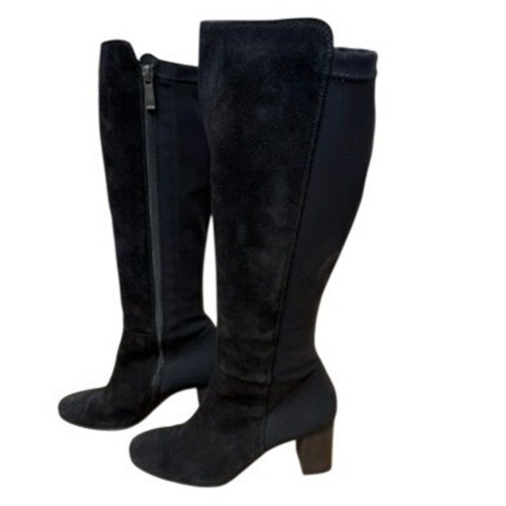 "Paul Green"Jackie Boo Blk Suede Stretch High Block Heel Boots SZ 5( 7.5 US)